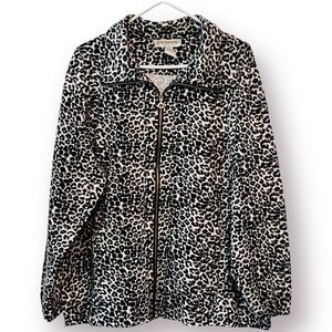 C.D. Daniels Leopard Full Zip Jacket 2XL Black White Gray Polyester Spandex